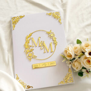 Modern Floral Wreath Nikkah Booklet with Custom Monogram