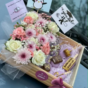 Caps & Blooms Graduation Luxe Wooden Basket Combo