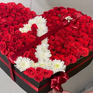Eternal One – Heart Rose Box with Custom Number